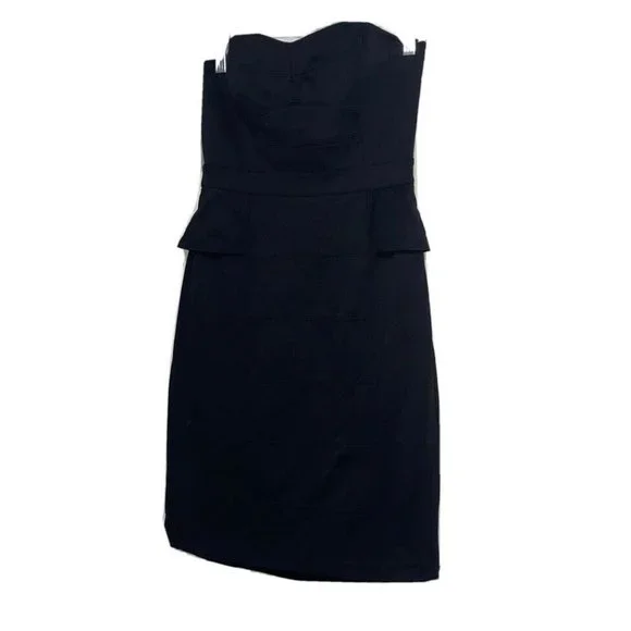 White House Black Market | Dresses | Whbm White House Black Market  Strapless Structured Peplum Dress Sz 2 Black Knit | Poshmark